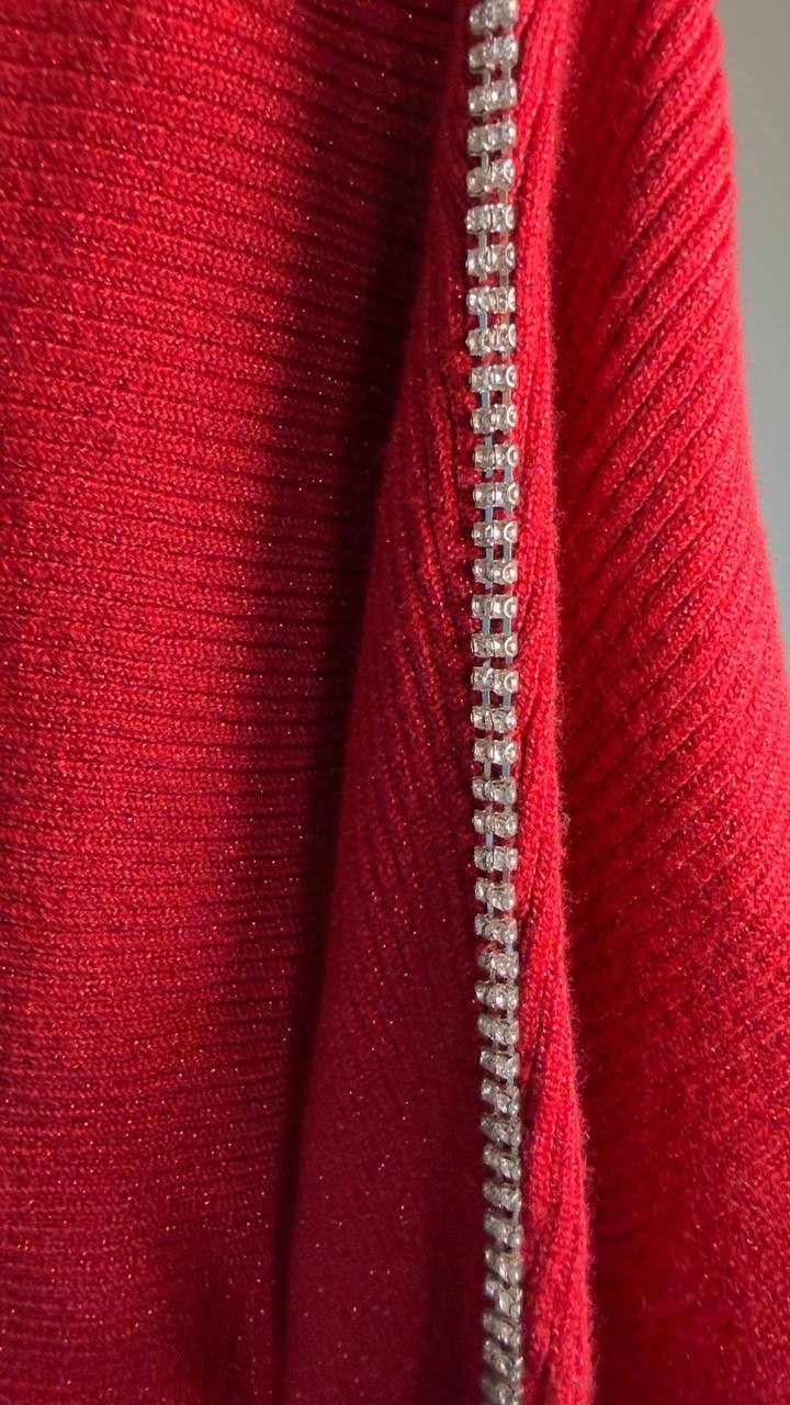 T Tahari Ribbed Embellished Dolman‑Sleeve Sweater Baked Cherry XS NWT $88