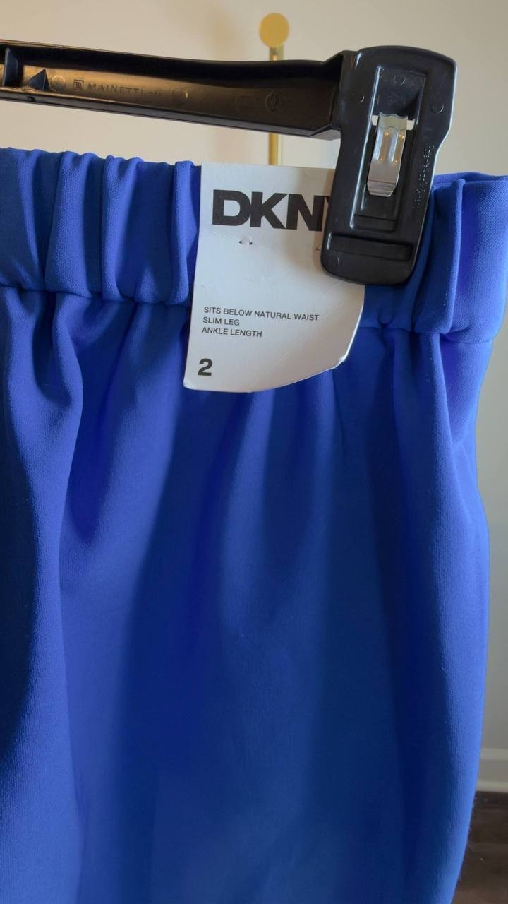 DKNY Straight Leg Ankle Crop Pants Cadet Blue 2 NWT $99
