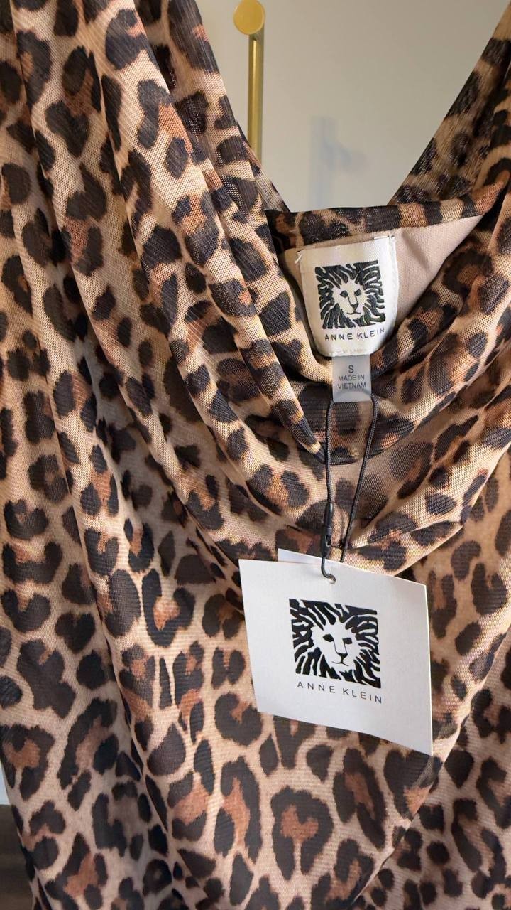 Anne Klein Camiseta Drapeada Animal Print S NWT $69