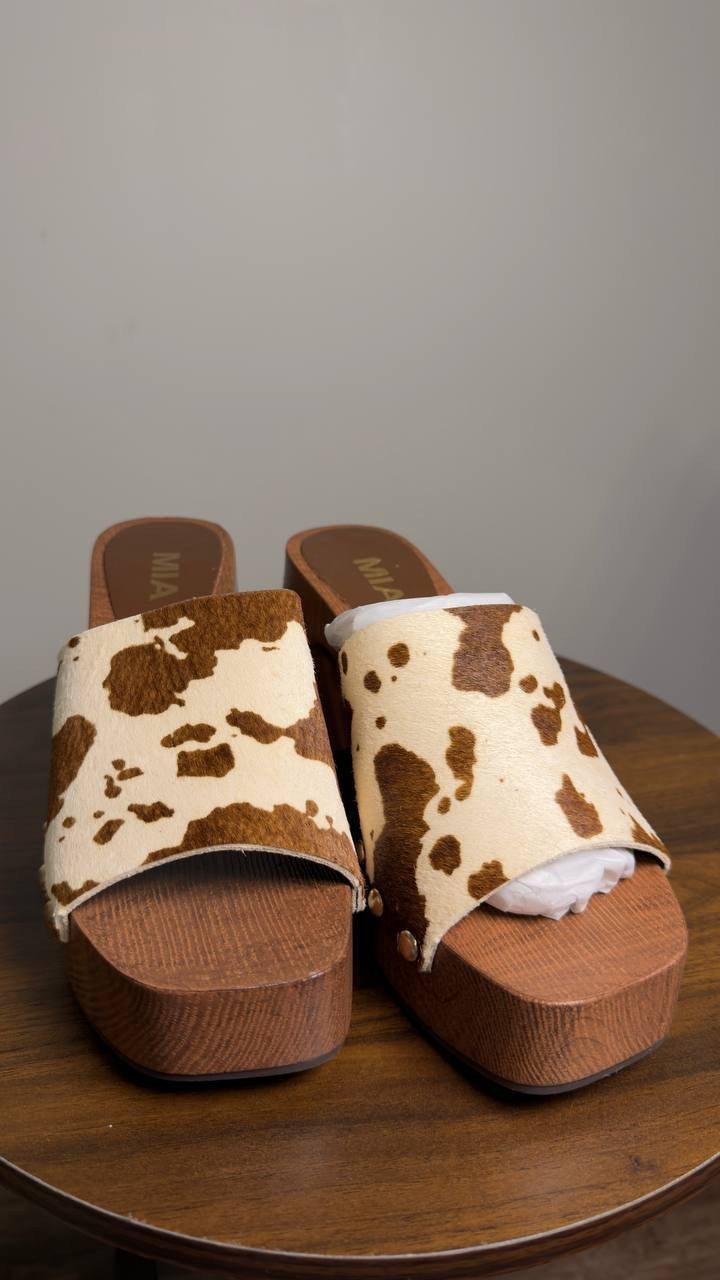 MIA  Platform  Block  Heel  Sandals  Brown  Cow  6.5M  New  $80
