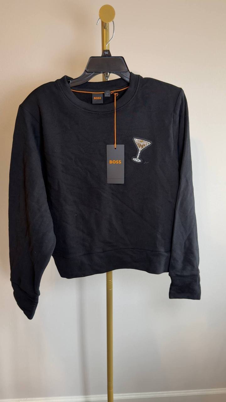 BOSS Orange Martini Appliqué Sweatshirt Black M NWT $129