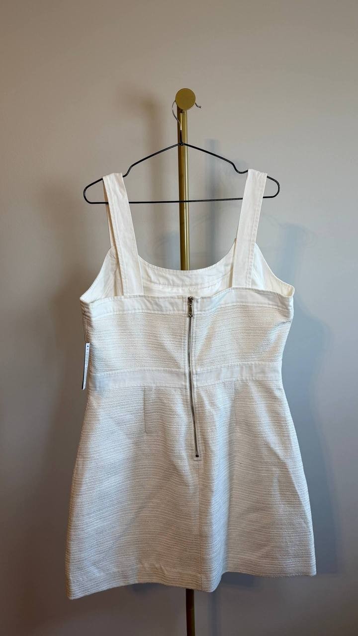 Guess Elsie Tweed and Denim Dress White Tweed Combo Size XL NWT $168