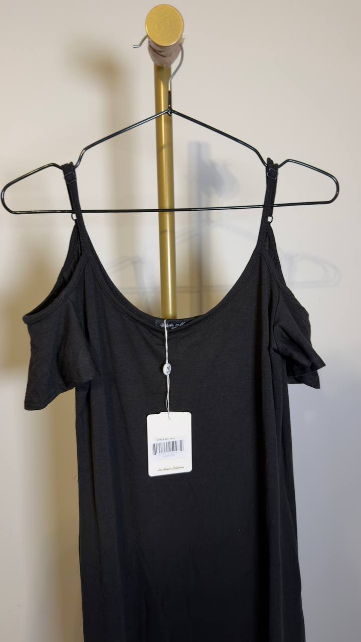 White Mark Cold Shoulder Full Length Maxi Dress Black M NWT $64