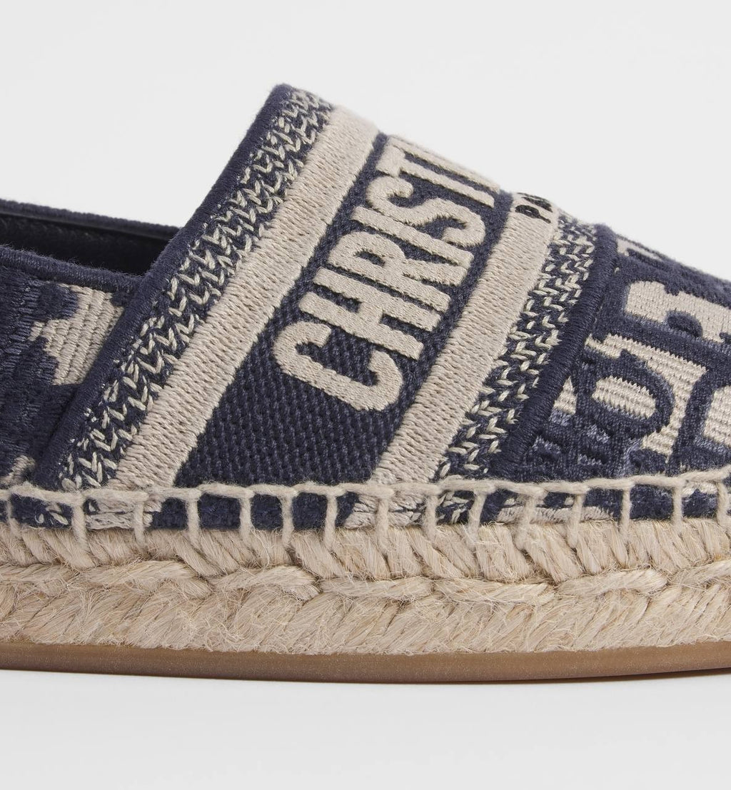 Dior  Granville  Espadrille  Deep Blue  Oblique  Cotton  38 B  Pre‑owned 