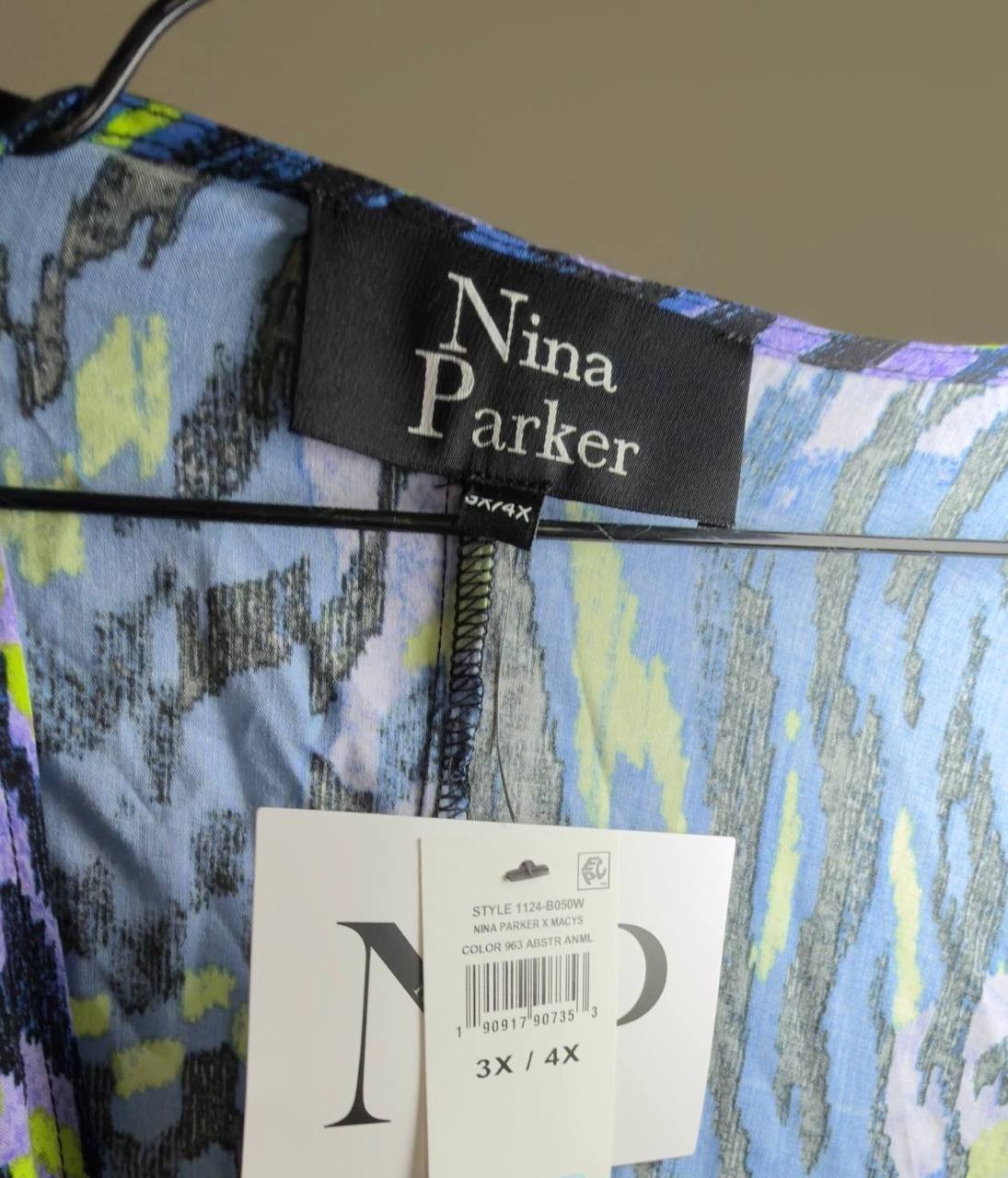 Nina Parker Trendy Plus Size Printed Kimono Abstract Animal 3X/4X NWT $99