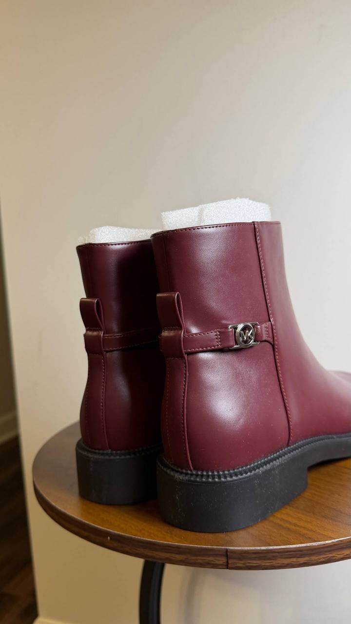 Michael Kors Oxblood Polyurethane Block Heel Booties 8.5M New w/o Box MSRP $150