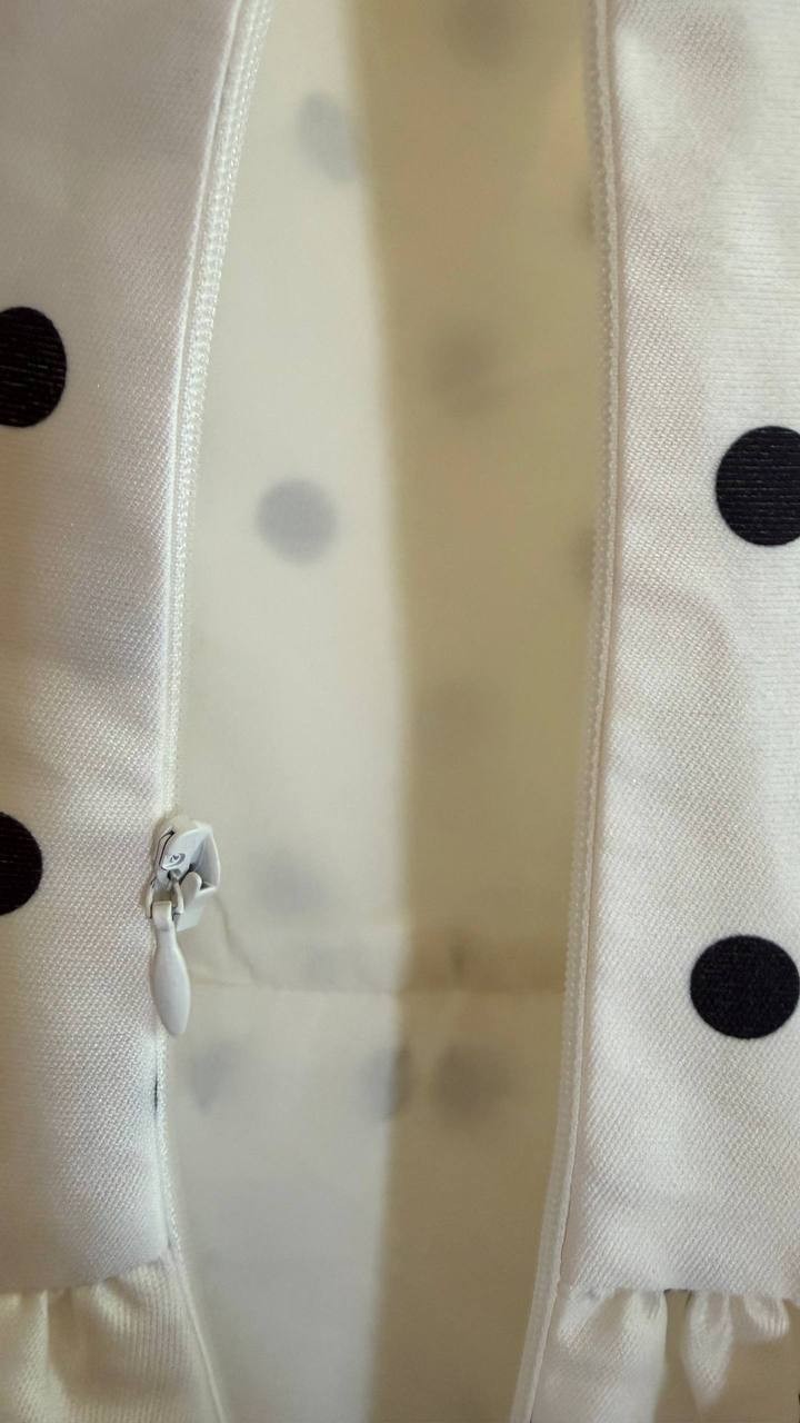 French Connection Polka Dot Midi Dress Black White Size6 NWTdamage-broken zipper
