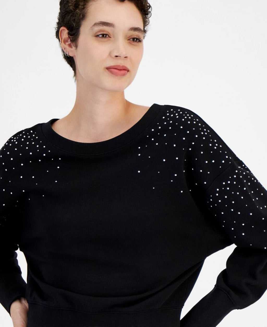 BOSS Orange Elay Embellished Cotton Sweater Black L NWT $98