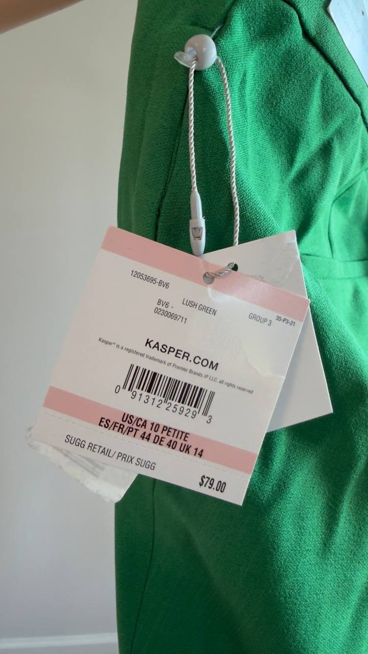 Kasper Ava Straight Leg Stretch Crepe Pants Lush Green 10P NWT $79
