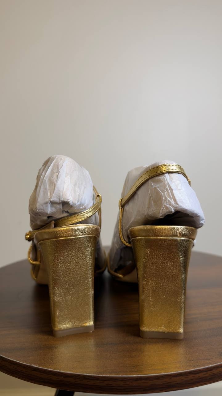 Sam Edelman Slingback Sandals Amber Gold 6.5 M Pre-Owned $140.00