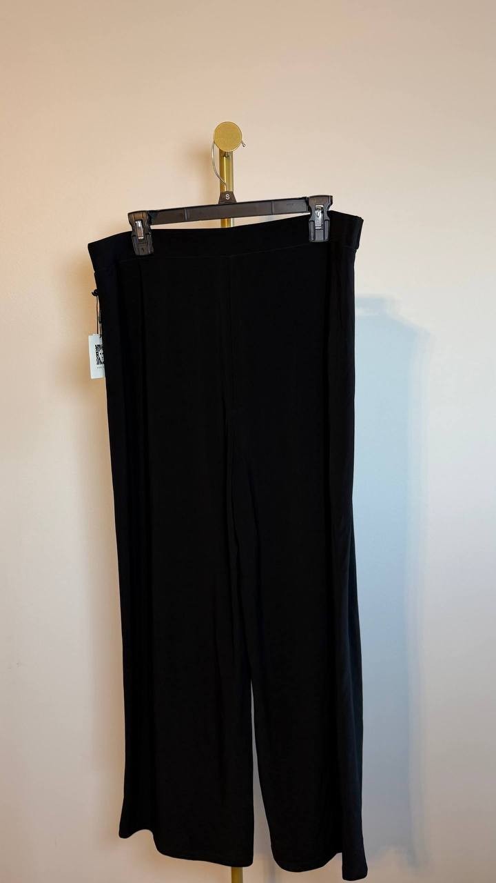 Anne Klein High‑Waist Belted Wide‑Leg Pants Black L NWT $79