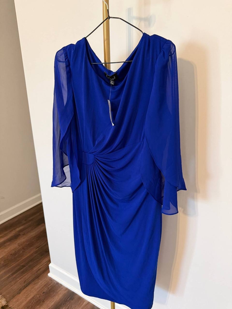 Connected Apparel Draped Sheath Dress Deep Cobalt SIZE12 NWT Elegant MSRP$79