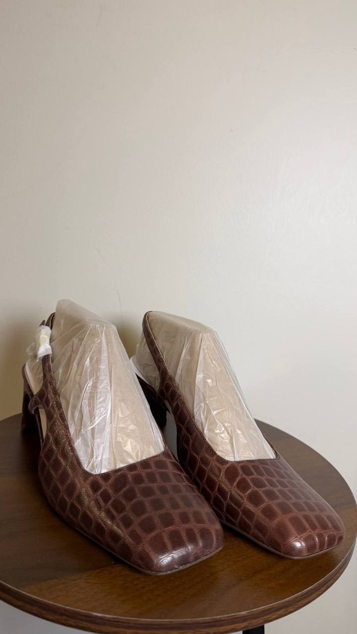 Naturalizer Carmen Pumps 9.5W Cappuccino Croc Leather Slingback NIB msrp$145
