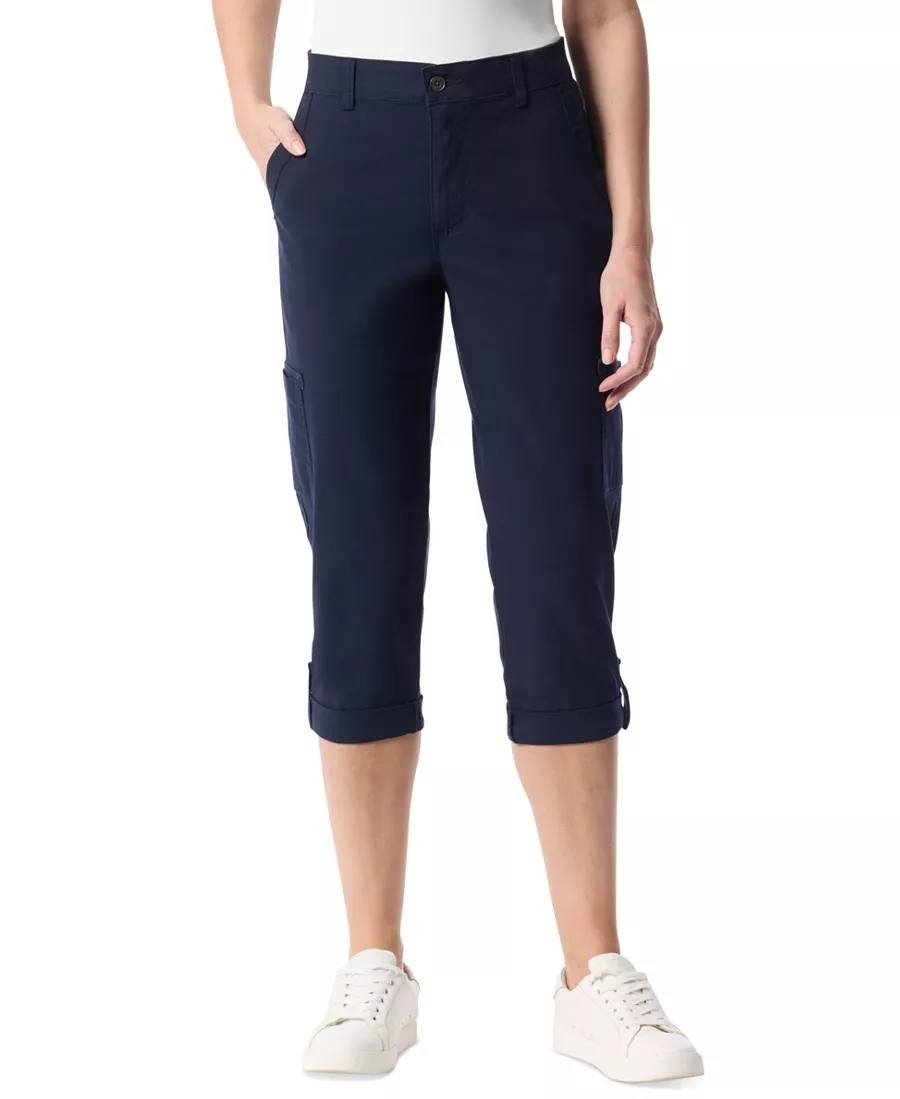 Gloria Vanderbilt Adjustable‑Hem Cargo Capri Pants – Size 14 – Black – NWT