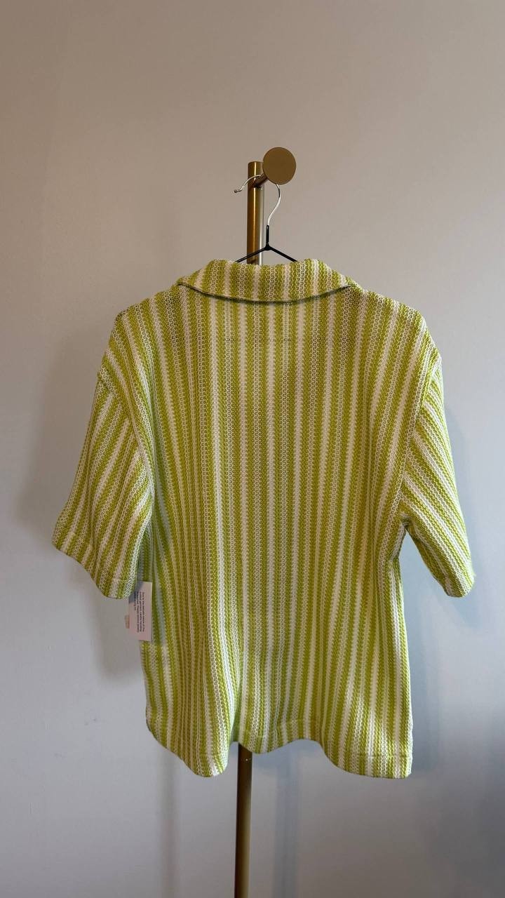 Mode of One Men’s Vertical‑Stripe Camp Collar Shirt M $59.50 NWT