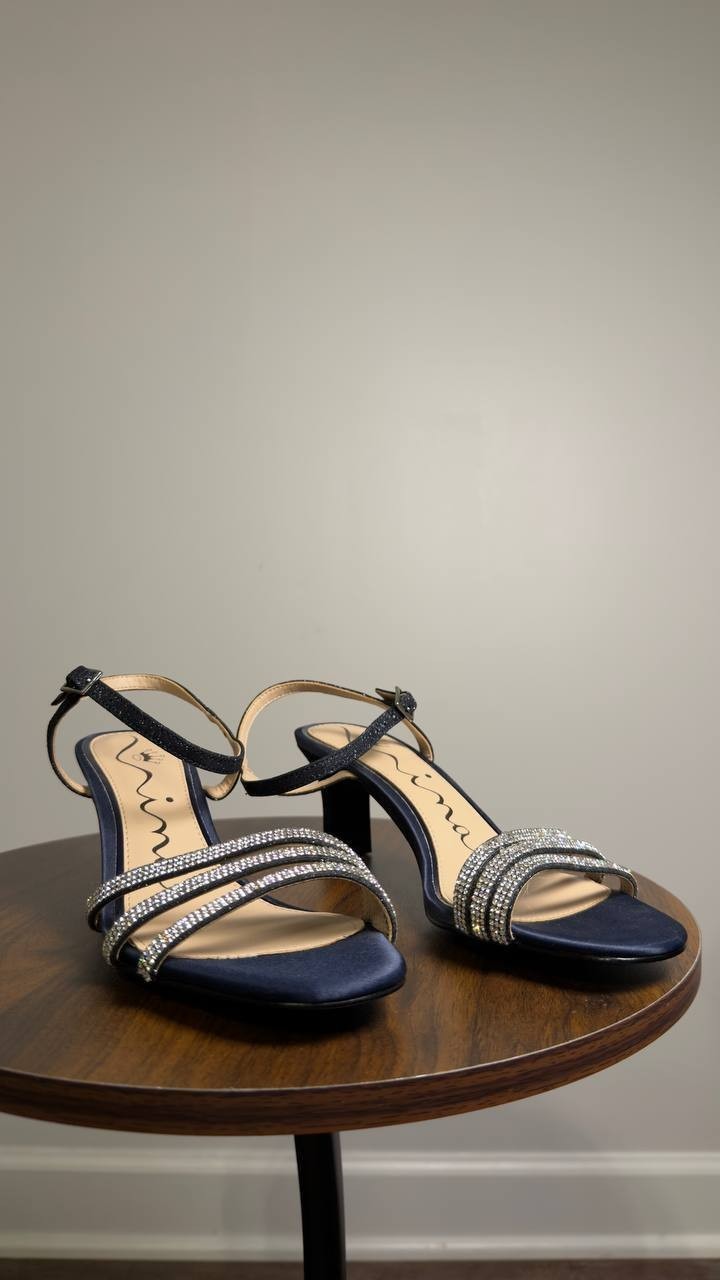 Nina  Dress  Sandals  Navy  8M  New  $89