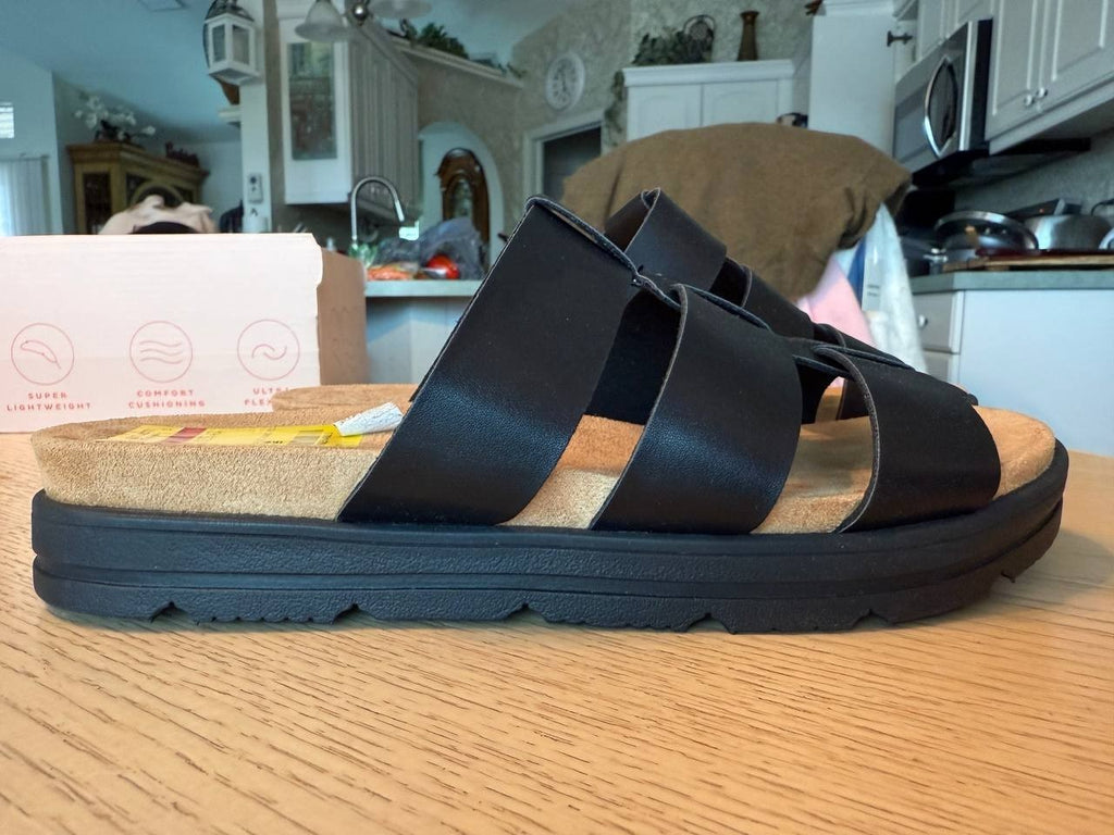 Easy Spirit Women's Marc Fisher Black Slide Sandals Size 8W Wide Footbed