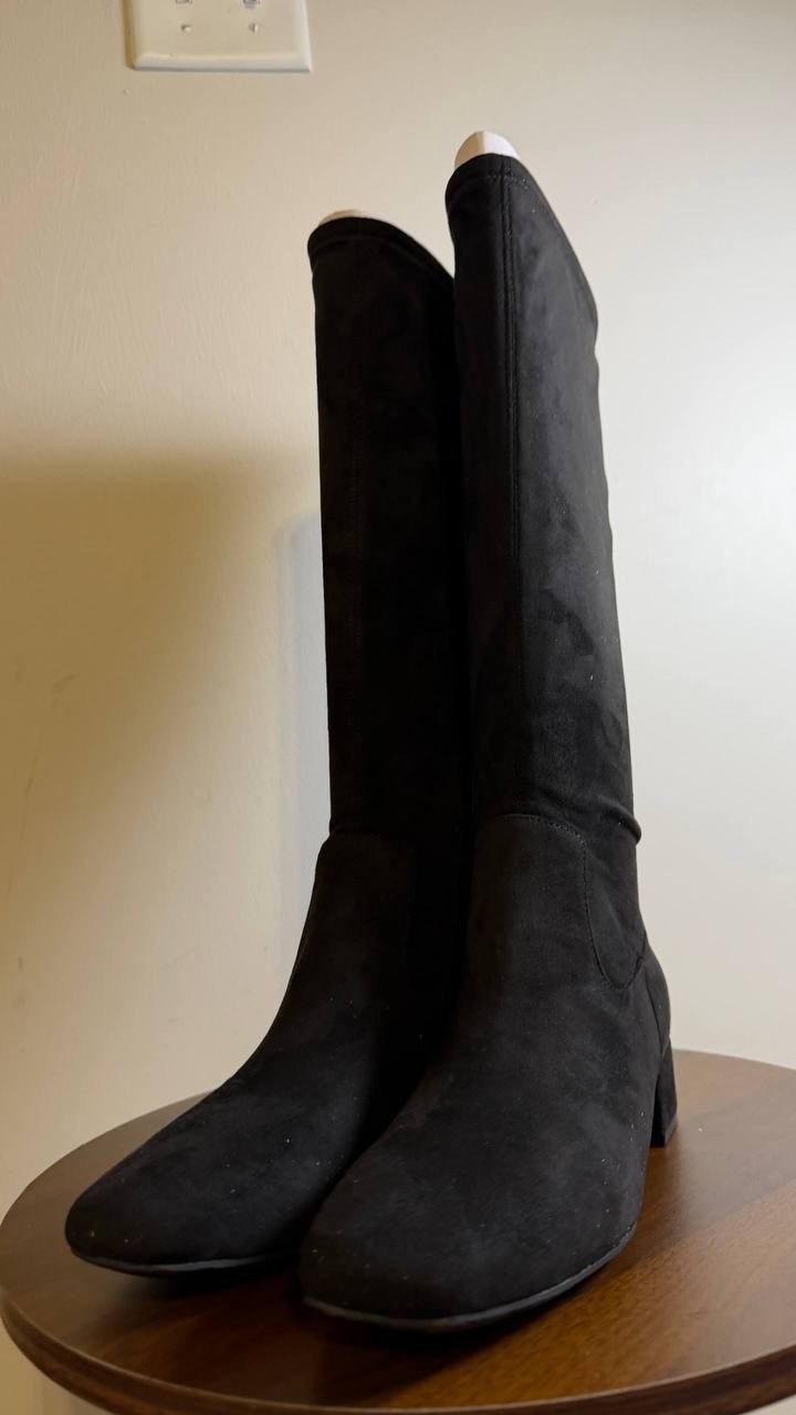 Easy Spirit Danilyn Boots 6M Black Textile Square Toe Block Heel NIB msrp$159