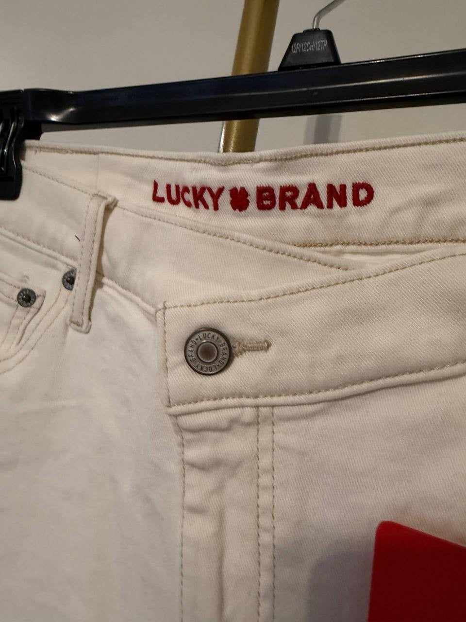 Lucky Brand Denim Cross‑Over Mini Skirt White Lies Size12/31 NWT msrp$89.50