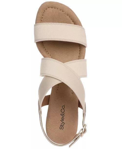 Style&Co Wedge Sandals Platino Man-Made Size 5M New in Box MSRP $59.90