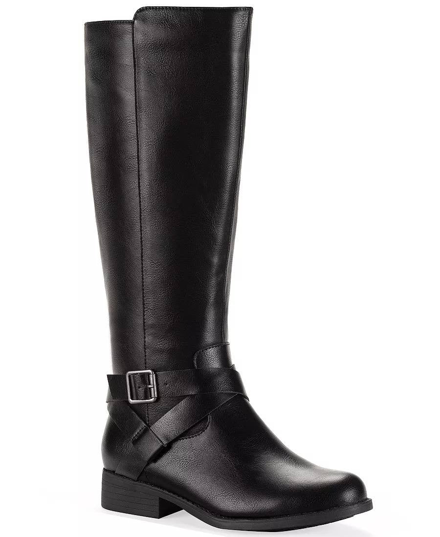 Style & Co Margoo Riding Boots 8M  Black Tall Zip Buckle NIB msrp$79.90