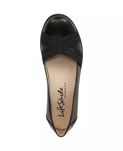 LifeStride Incredible 2 Flats 7.5M Black Slip‑On Wedge Comfort NIB msrp$79