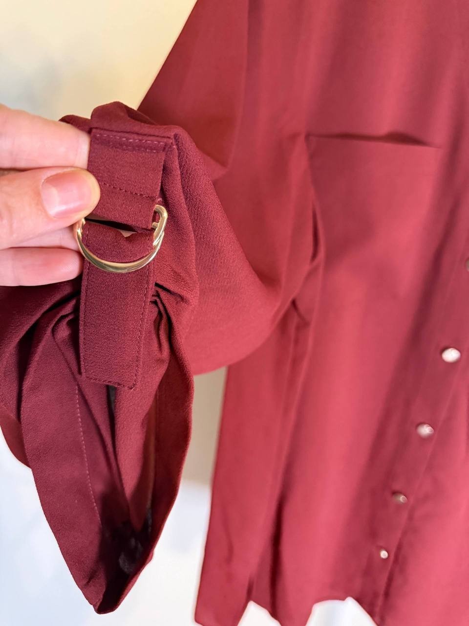 Jones New York Tunic Button‑Down Blouse – L – Red – NWT