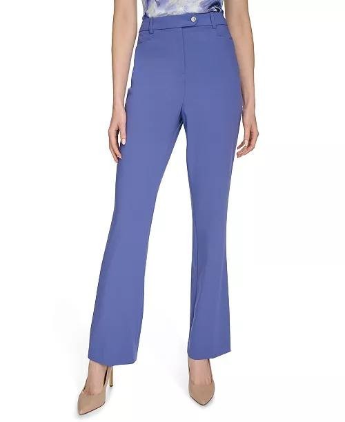 Calvin Klein High‑Rise Straight‑Leg Pants Blue 4 NWT $99