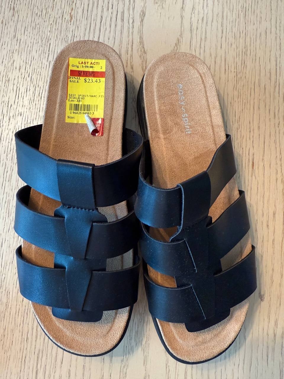 Easy Spirit Women's Marc Fisher Black Slide Sandals Size 8W Wide Footbed