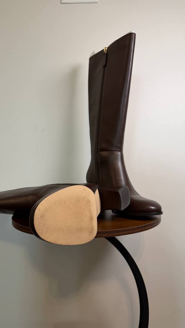 Kate Spade Aimee Boots 8.5B Hot Fudge Leather Tall Almond Toe NIB msrp$348