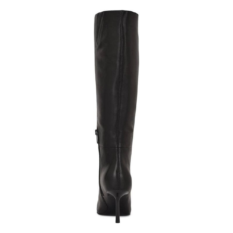 Nine West Nomas Boots 5M Black Leather Knee‑High  Stiletto NIB  msrp$249
