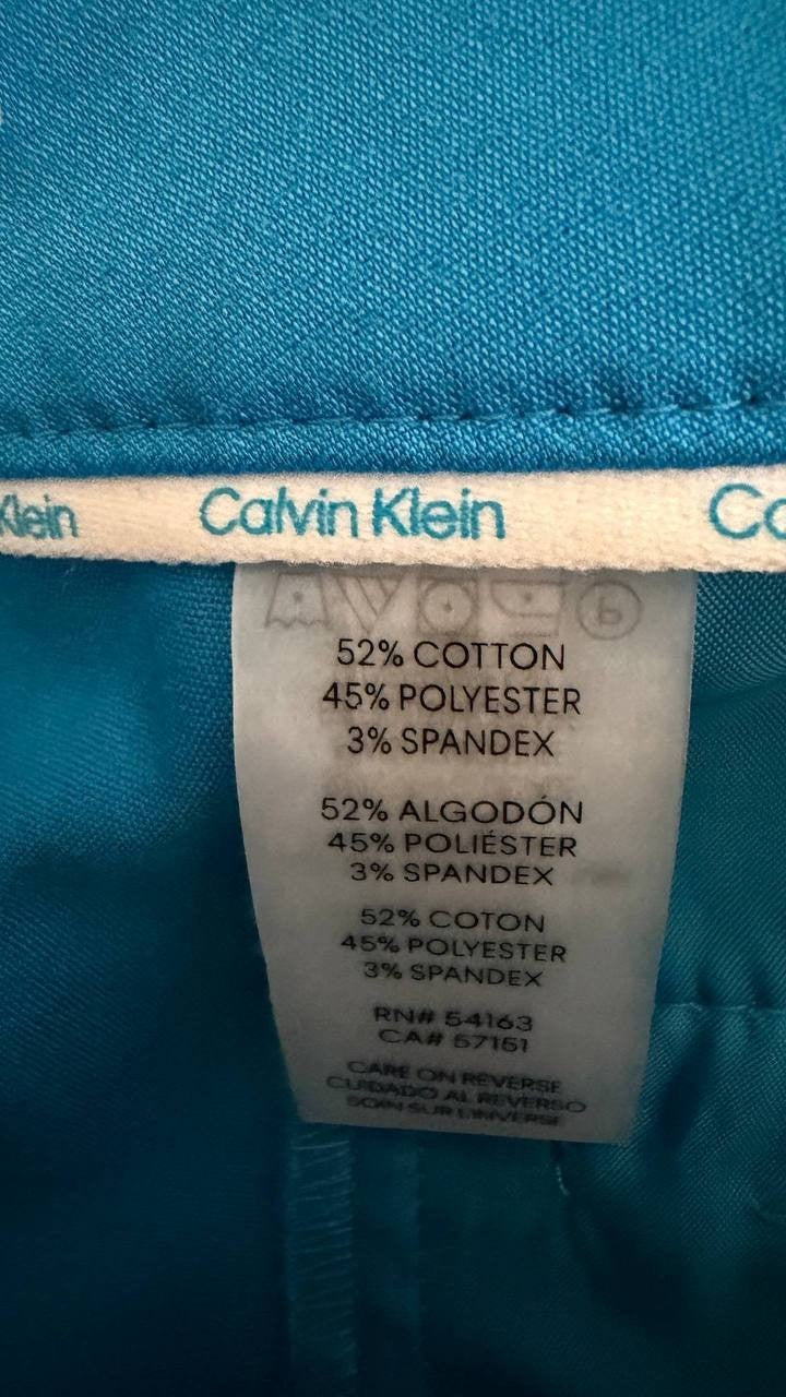 Calvin Klein Cotton-Blend Straight-Leg Pants Blue Size 14 Good preowned $99