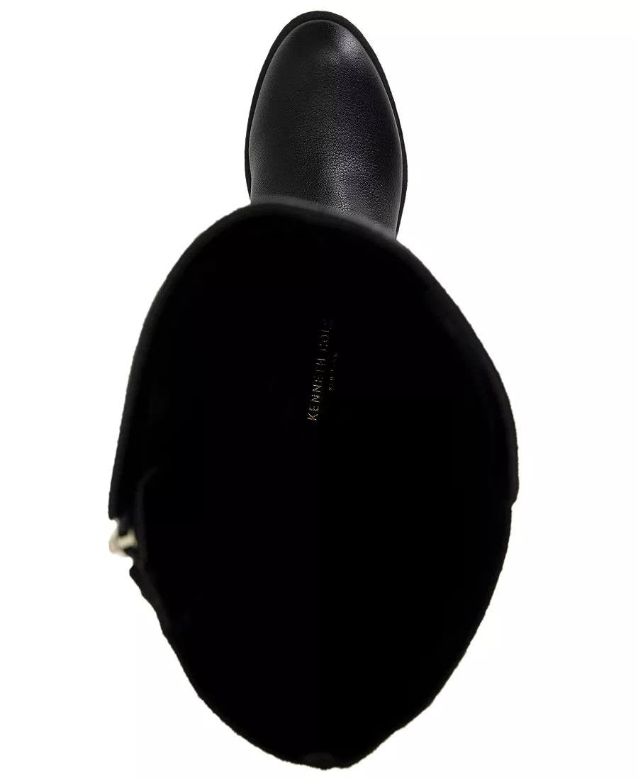 Kenneth Cole Levon Boots 6.5M Black Suede Tall Wide‑Shaft Round Toe NIB msrp$220