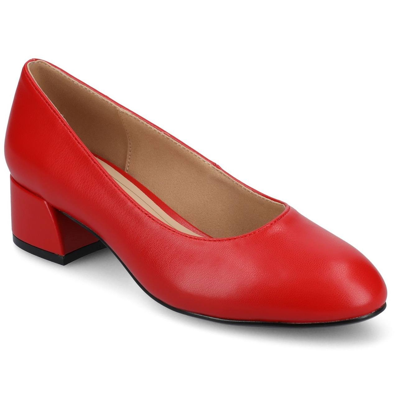Journee Collection Saarii Slip‑On Block Heel Pumps – Red – Size 11W – NIB