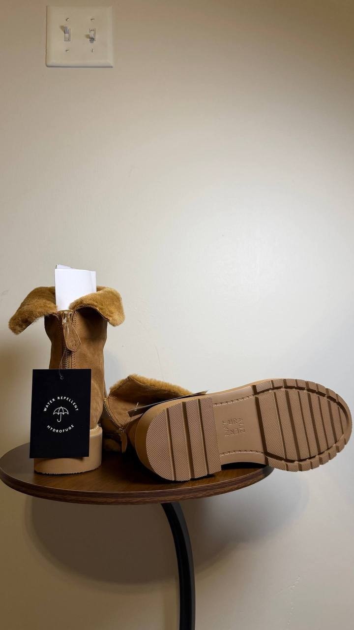 Naturalizer Sense Booties 8M Tan Suede Weather‑Resistant Almond Toe NIB msrp$245