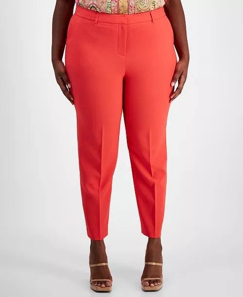 Tahari ASL Classic Ankle Pants Size 8 NWT Red Mid Rise for Office Casual Wear