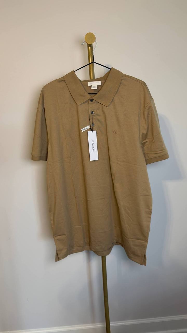 Calvin Klein Pima Cotton Polo Shirt Tigers Eye XL NWT $69.50