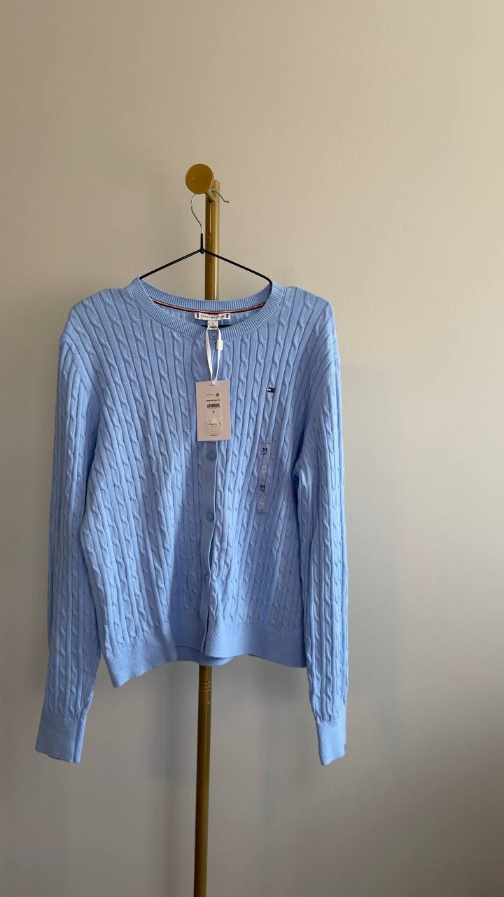 Tommy Hilfiger Cable-Knit Cardigan Sweet Blue M NWT $94.50