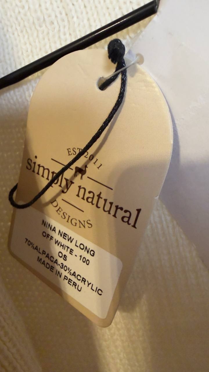 Simply Natural Nina Long Alpaca Cardigan Off White One Size NWT $360