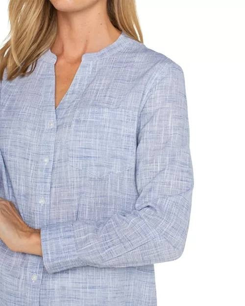 Liverpool Los Angeles Long‑Sleeve Button‑Front Woven Top – Size M – NWT – $98