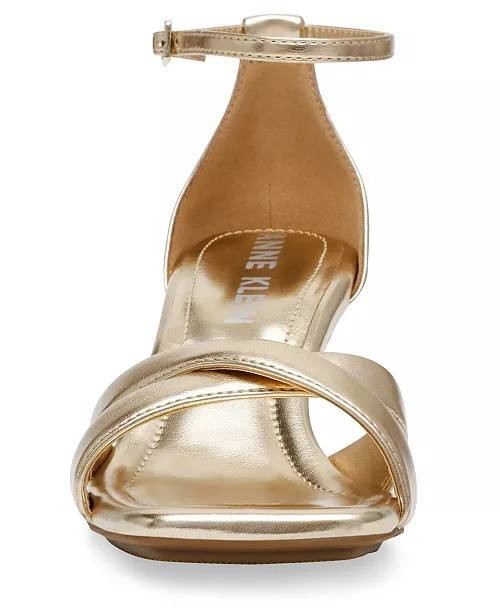 Anne Klein Gold Man‑Made Ankle Strap Dress Sandals 7M New in Box $79
