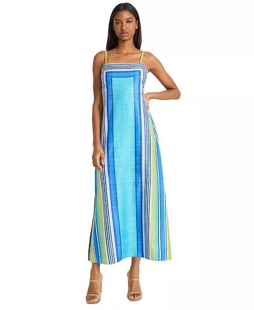 Donna Morgan Striped Side‑Slit Maxi Dress Multicolor 2 $128 NWT