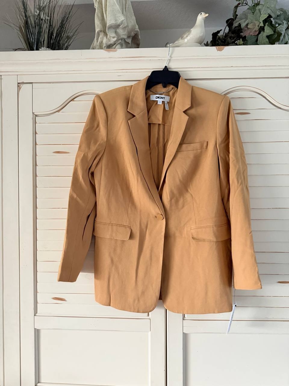 DKNY Blazer 14 Brown Notched Collar One Button Long Sleeve Career Jacket NWT