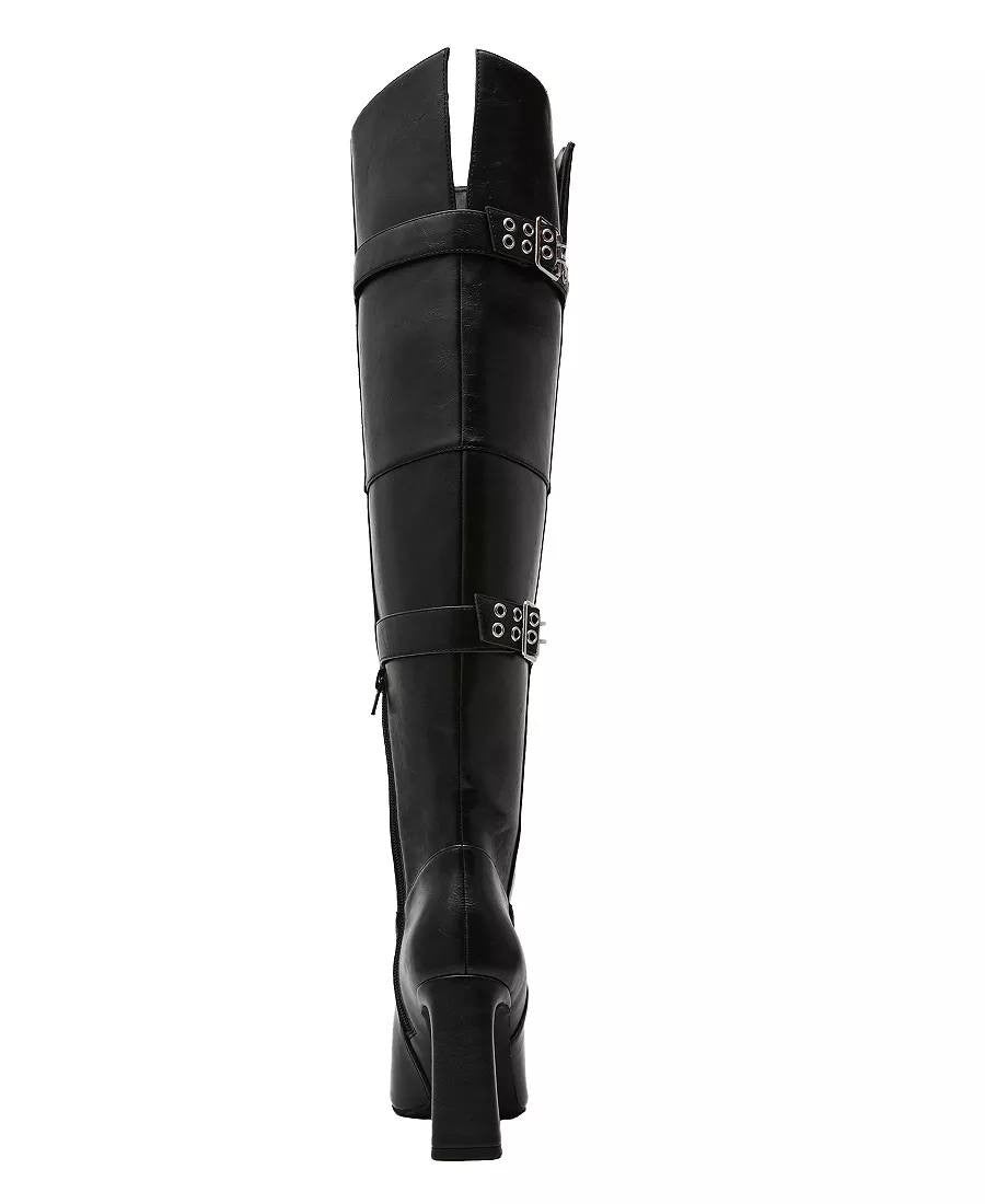 Wild Pair Knee High Boots 6.5M Black Beauty Man‑Made Block Heel NIB msrp$119
