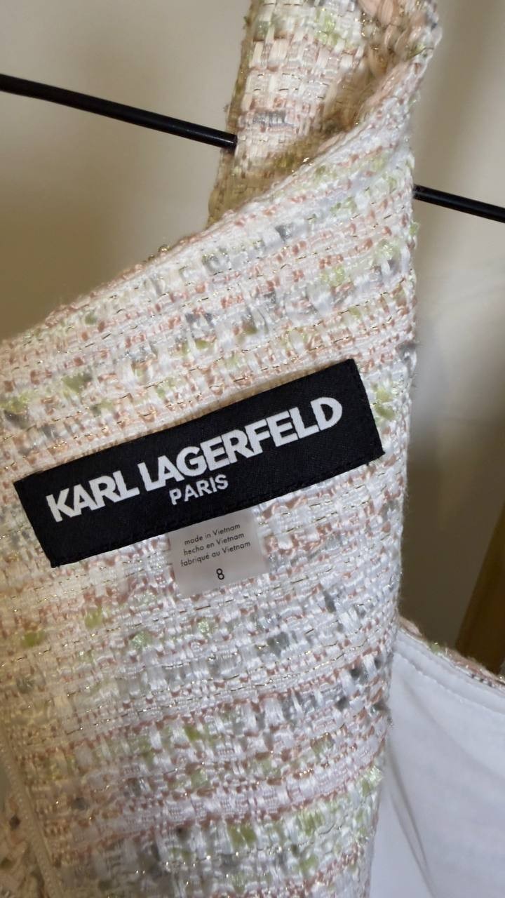 Karl  Lagerfeld  Paris  Women’s    Dress  Soft  White  Multi  8  NWOT  $179  