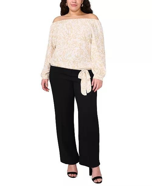 Vince Camuto Plus Size Off‑Shoulder Printed Blouse Multicolor 3X $79 NWT