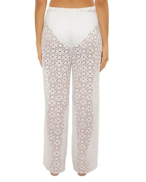 Becca Las Colinas Crochet Beach Pants White M NWT $88