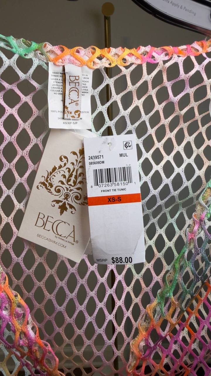 BECCA Mirage Fishnet Tunic Cover‑Up Multi XS‑S NWT $88