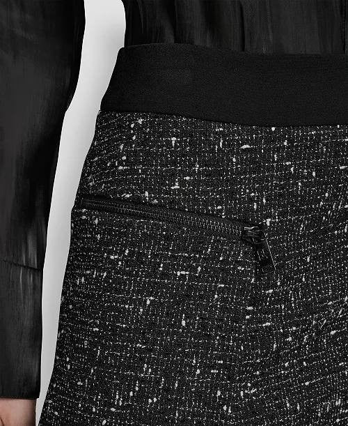 DKNY Pleated Tweed A‑Line Mini Skirt Black 14 NWT $89