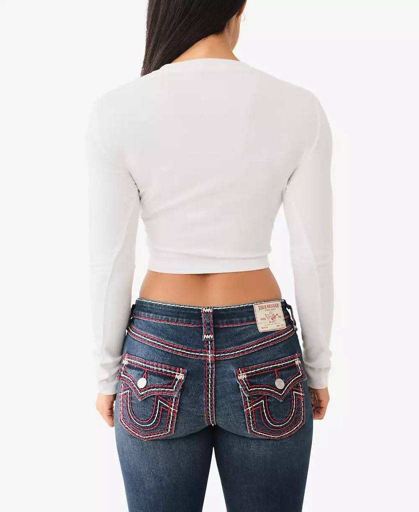 True Religion Women’s Western Logo Rib Baby Tee White Size L  NWT $69